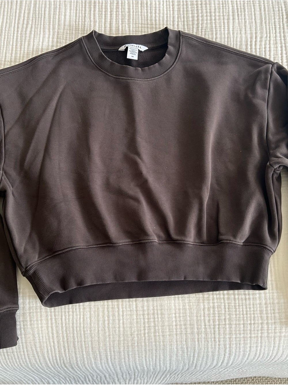 Athleta Brown Cropped Crewneck Sweatshirt